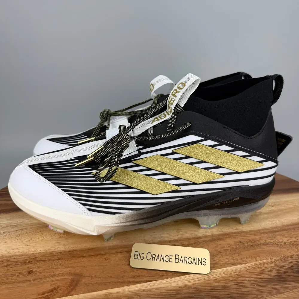 Adidas Adizero Edge+ TPU Black/White/Gold Baseball Cleats Men's 12 NEW